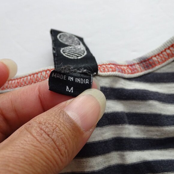 VonZipper Mens Gray Blue/Black Stripe Tank Top Size M Pocket Summer Cotton Blend - Picture 6 of 15